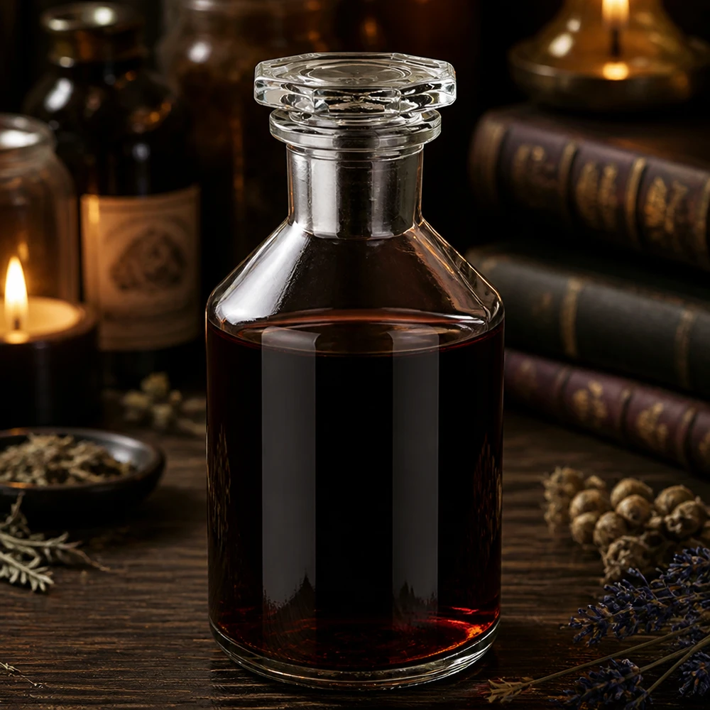 Bottiglia a collo alto 50ml in vetro trasparente con tappo a collo stretto Tintura scura in flacone a petto dritto da 50 ml, trasparente, con tappo in vetro sfaccettato, alla luce delle candele