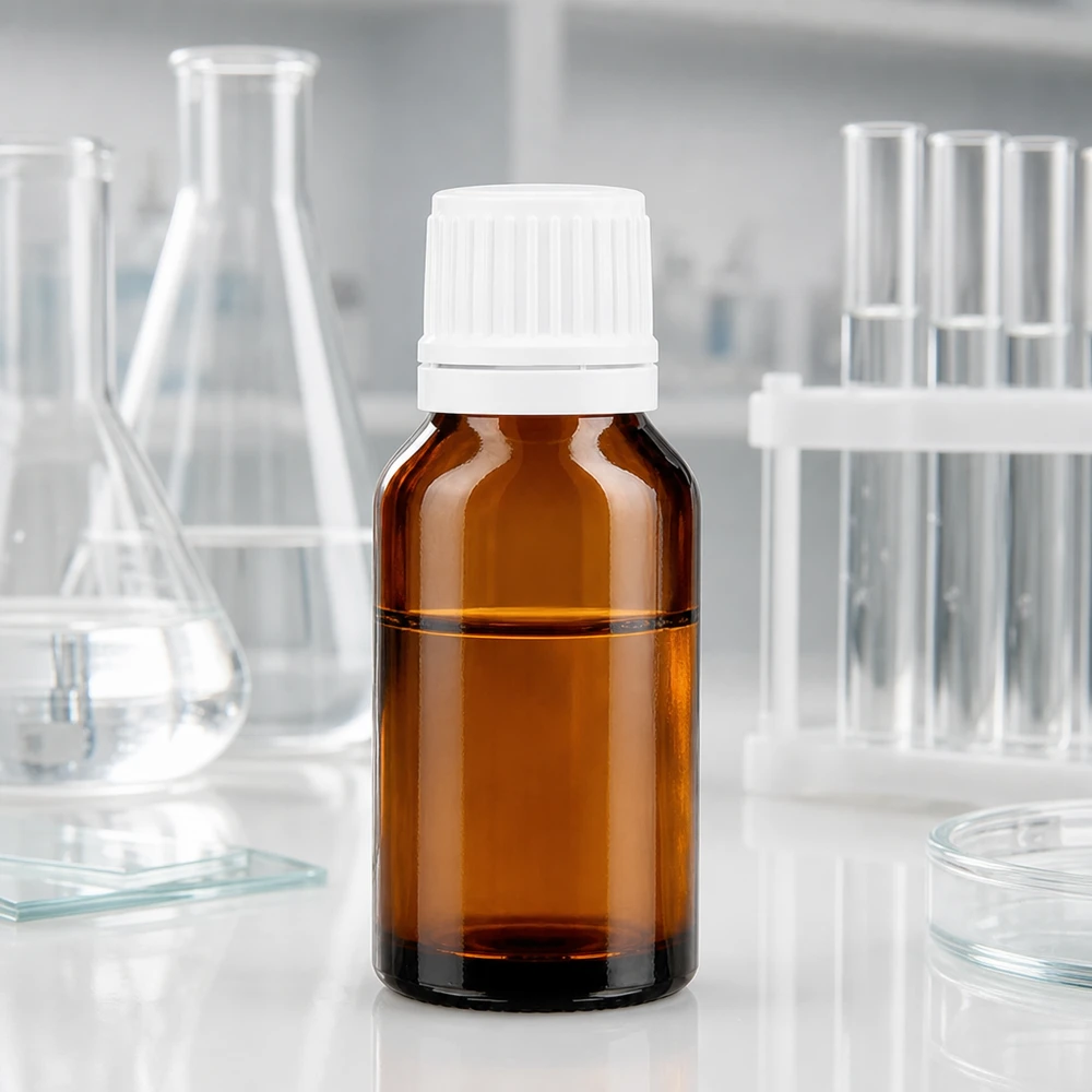 Bottiglia da farmacia marrone 15ml con tappo a vite bianco OV Bottiglia di vetro marrone da 15 ml con tappo di sicurezza bianco a prova di bambino in laboratorio
