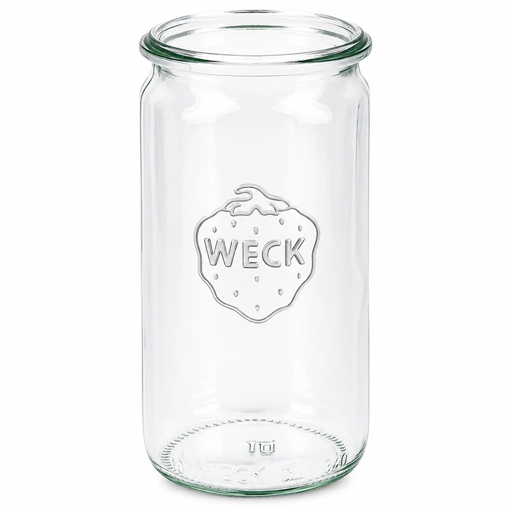 Vaso cilindrico da 340 ml WECK RR60 Vaso cilindrico WECK 340ml RR60 vaso per conserve trasparente con logo WECK per conserve e stoccaggio