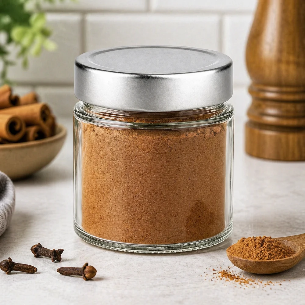 Barattolo rotondo da 135 ml + coperchio BasicSeal argento profondo UN.. 135ml barattolo rotondo BasicSeal coperchio argento stoccaggio spezie cannella chiodi di garofano cucina barattolo di stoccaggio spezie contenitore
