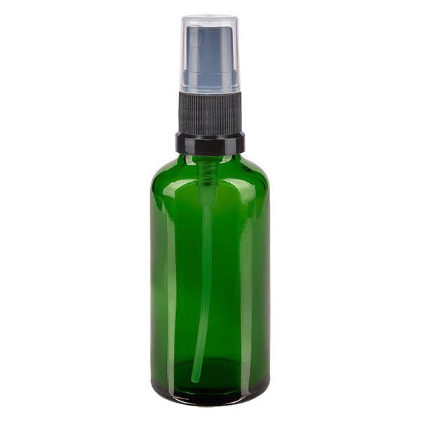 Flacone spray verde da 50 ml. STD nero/trasp. apoGlas