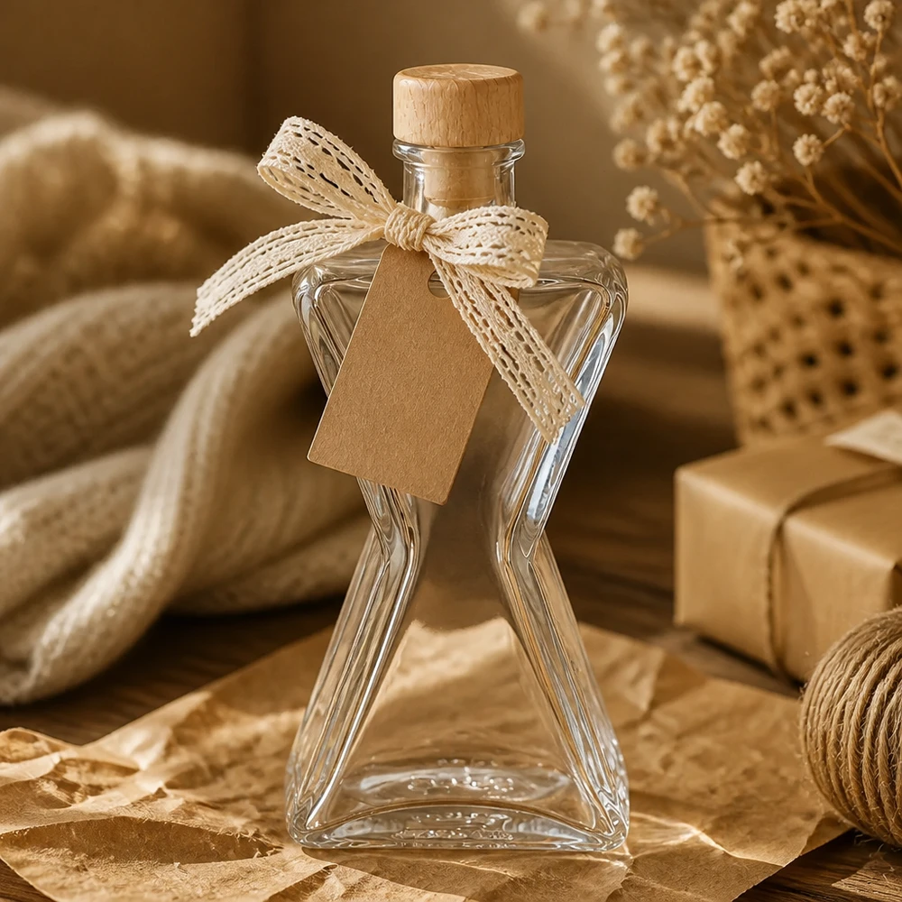 Bottiglia in vetro da 200 ml Star con tappo in sughero con impugnatura in legno UNiTWIST® Bottiglia in vetro da 200 ml Star con tappo in sughero con impugnatura in legno UNiTWIST®