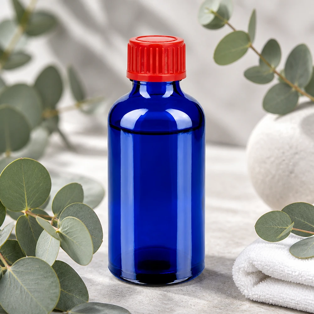 Flacone da 50ml 11mm SV rosso STD BlueLine UT18/50 Flacone per farmaci da 50 ml della serie BlueLine con design ergonomico e tappo a prova di perdite
