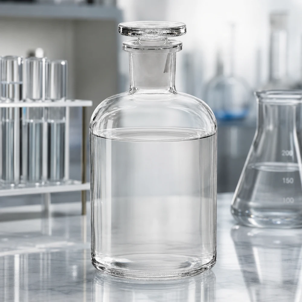 Bottiglia a spalla tonda 500ml trasparente a collo stretto in vetro con tappo Articoli da laboratorio: flacone a spalla arrotondata da 500 ml, trasparente, con collo stretto e tappo in vetro, per sostanze chimiche