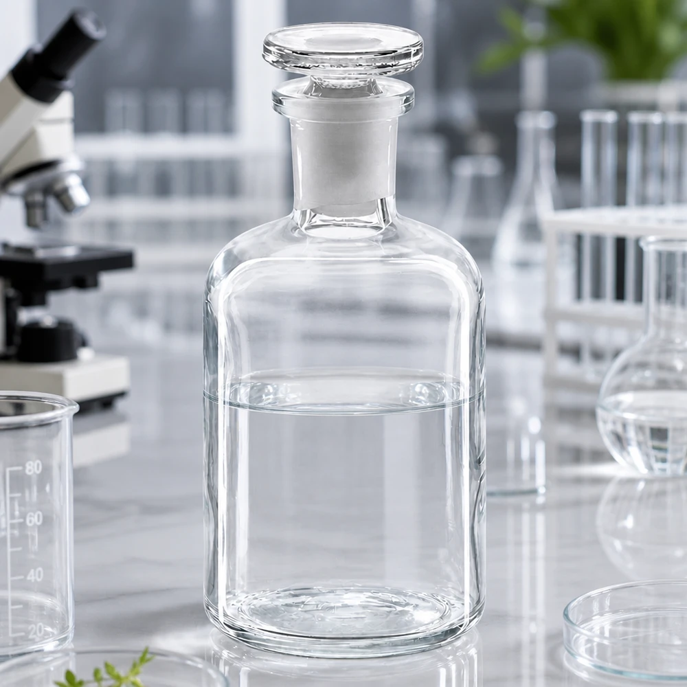 Fiaschetta per sostanze chimiche da 100 ml in vetro borosilicato a collo stretto con tappo in vetro, per laboratorio e farmacia