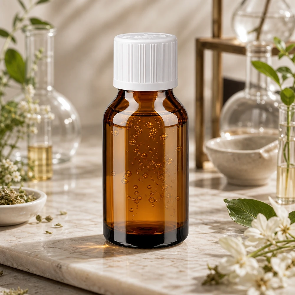 Bottiglia per farmacia marrone 15ml tappo a vite bianco KiSi St Olio essenziale in flacone di vetro marrone da 15 ml con protezione dai raggi UV e tappo a vite bianco