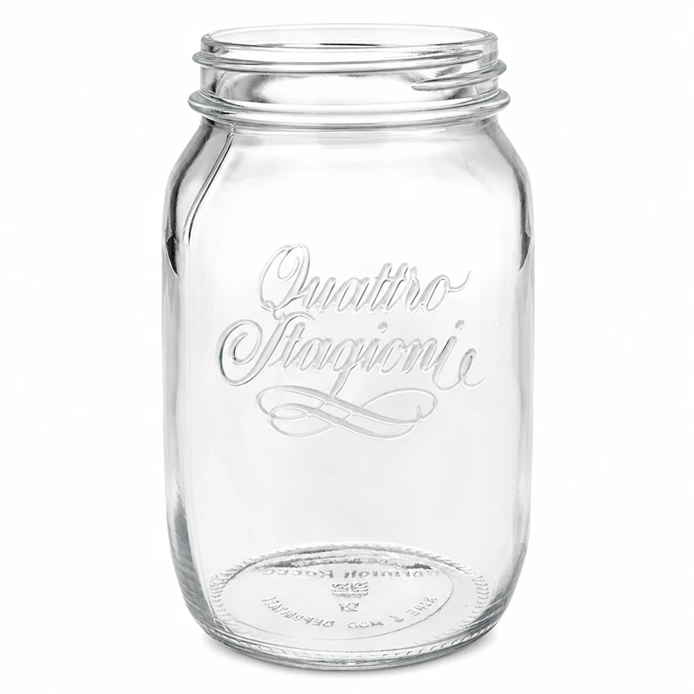 Vaso domestico "Quattro Stagioni" da 1000 ml Barattolo per conserve Quattro Stagioni da 1000 ml in vetro trasparente con filettatura a vite per conserve e stoccaggio