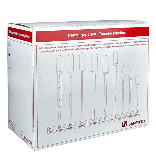 Pipetta di trasferimento, volume nominale: 3,5 ml, (LxL): 156 x 12,5 mm, Pipetta di trasferimento, volume nominale: 3,5 ml, (LxL): 156 x 12,5 mm,