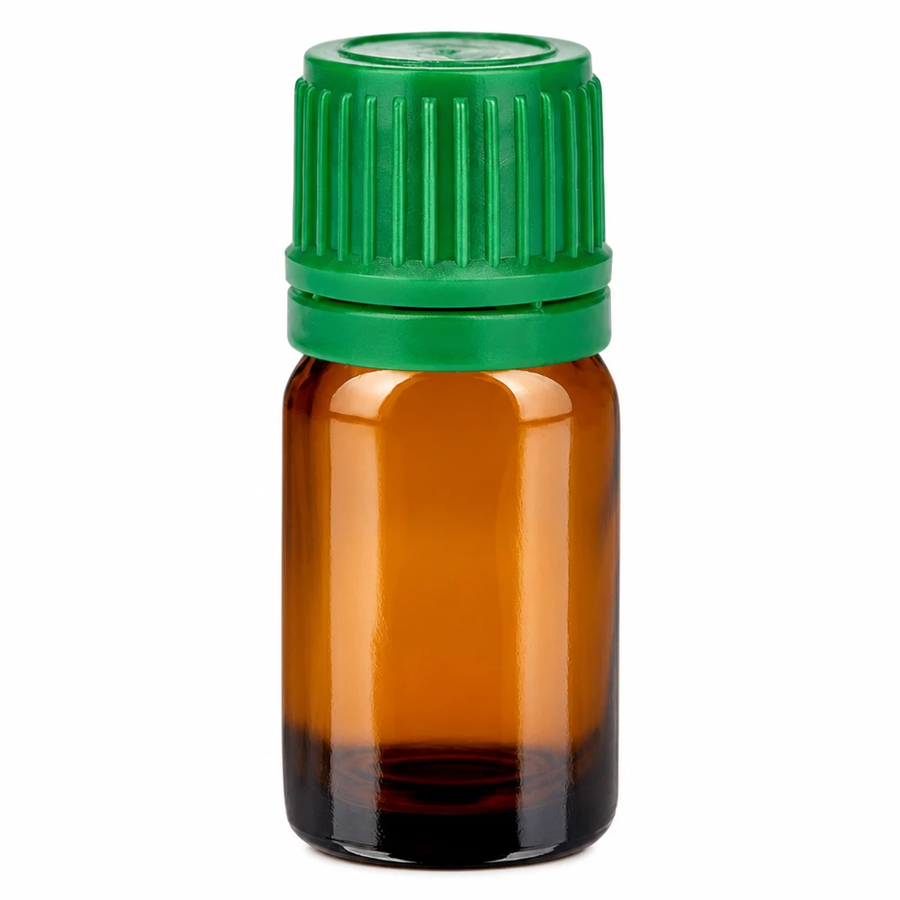 Bottiglia da 5ml 11mm SV verde OV BrownLine UT18/5 Flacone da 5 ml in vetro ambrato con tappo a vite verde per oli essenziali e aromaterapia
