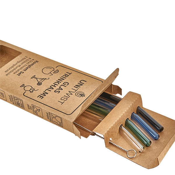 Set di cannucce in vetro colorate con punte morbide UNiTWIST