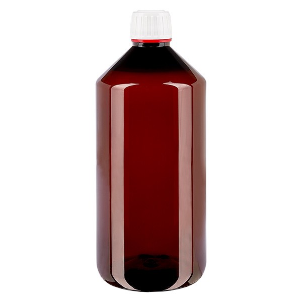 Bottiglia PET 1000ml con tappo bianco/rosso OV Bottiglia PET 1000ml con tappo bianco/rosso OV