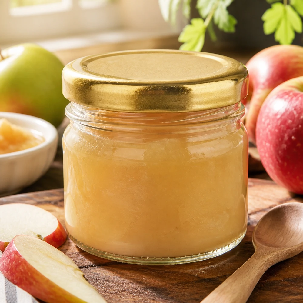 Barattolo da 33 ml in vetro trasparente con tappo a vite dorato per alimenti per neonati e puree
