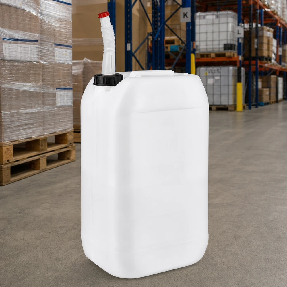 Tanica in plastica per uso alimentare da 15 L con beccuccio flessibile disponibile in magazzino