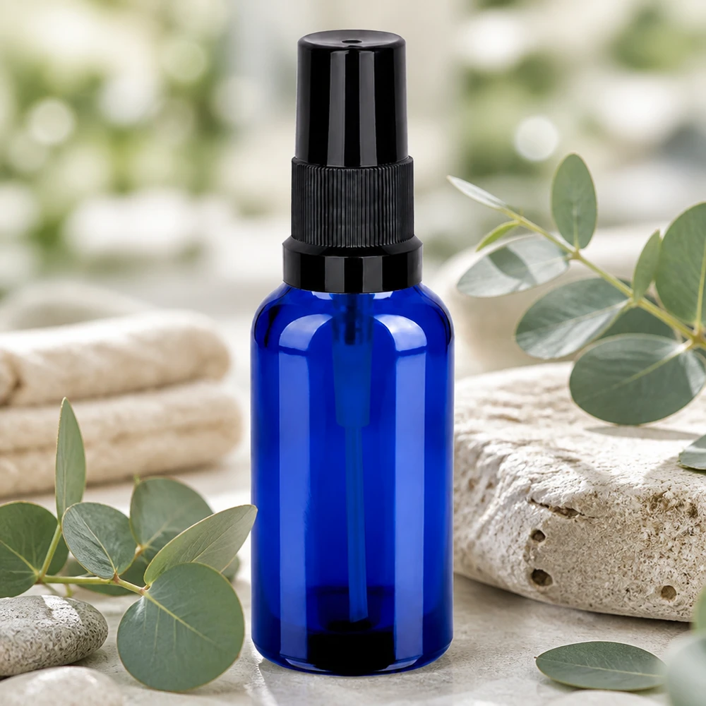 Flacone spray 30ml nero STD BlueLine UT18/30 Pratico flacone spray blu da 30 millilitri con tappo nero per miscele individuali
