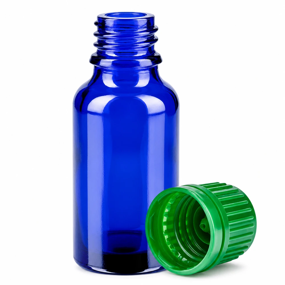 Flacone da 20ml 11mm SV verde OV BlueLine UT18/20 Flacone da 20 ml in vetro viola con tappo verde a prova di bambino per la conservazione
