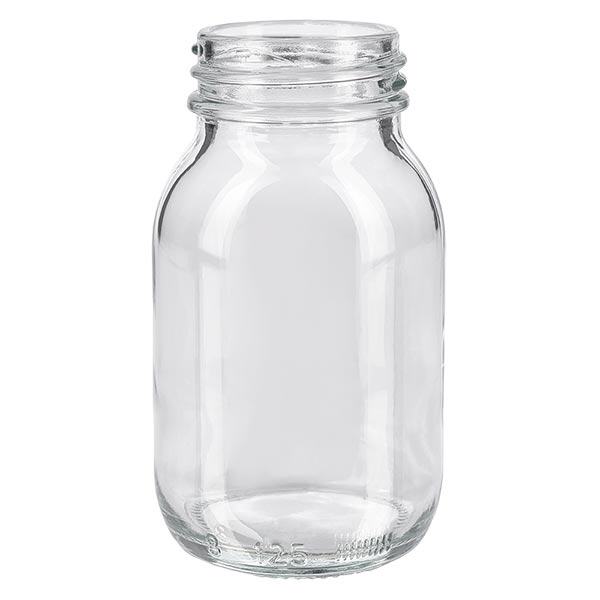 Bottiglia a collo largo da 125 ml in vetro trasparente