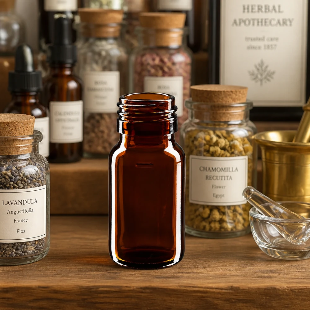 Flacone compatto in vetro marrone 30ml PP28 per estratti di erbe e rimedi naturali
