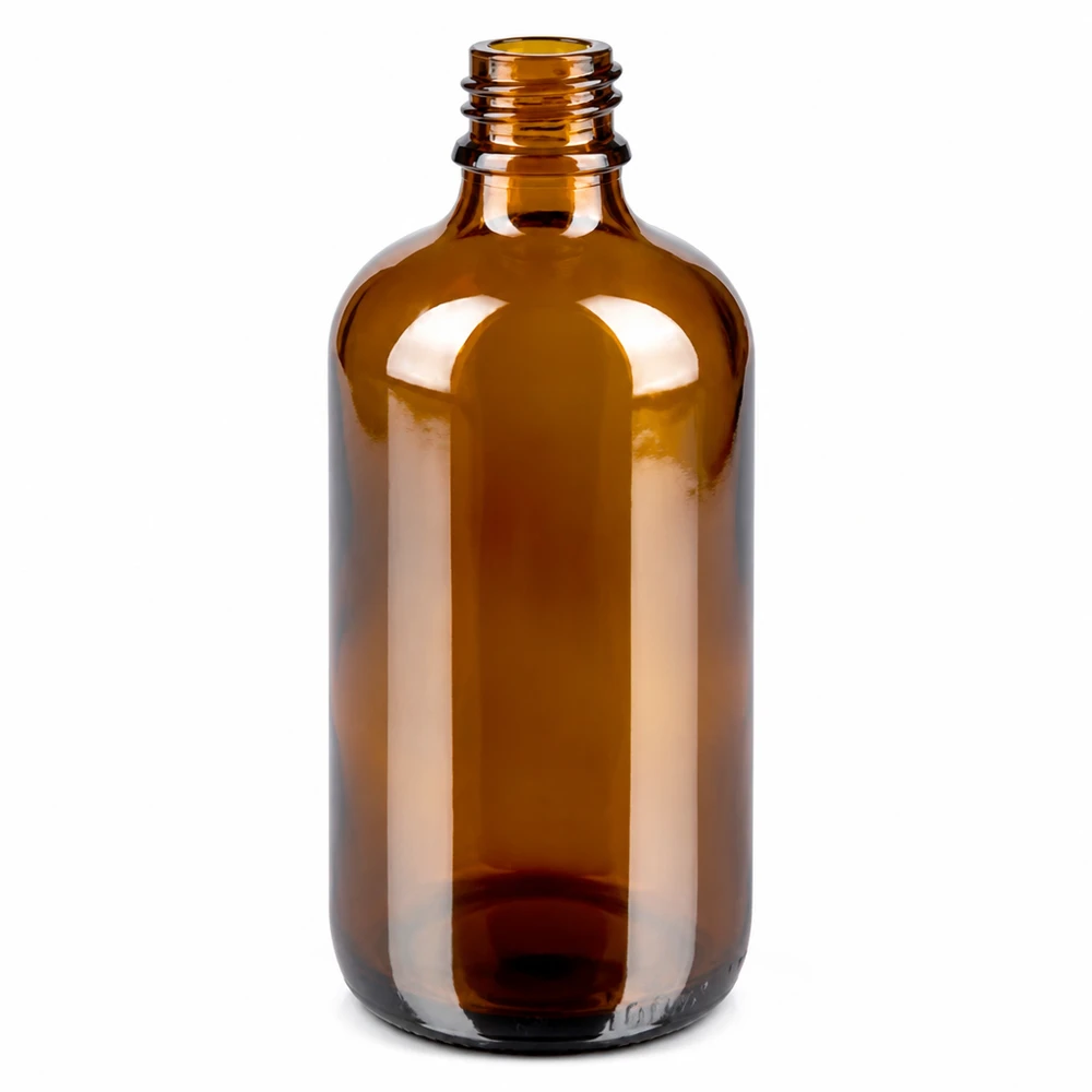 Flacone spray da 100 ml nero/tr. STD BrownLine UT18/100 Flacone spray in vetro di alta qualità da 100 ml, marrone, con filettatura standard per vari erogatori.