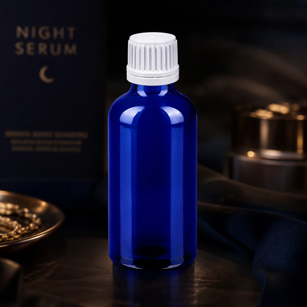 Bottiglia da 50ml 11mm SV bianco OV BlueLine UT18/50 Versatile flacone in vetro da 50 ml dal design robusto per cosmetici da laboratorio e aromaterapia