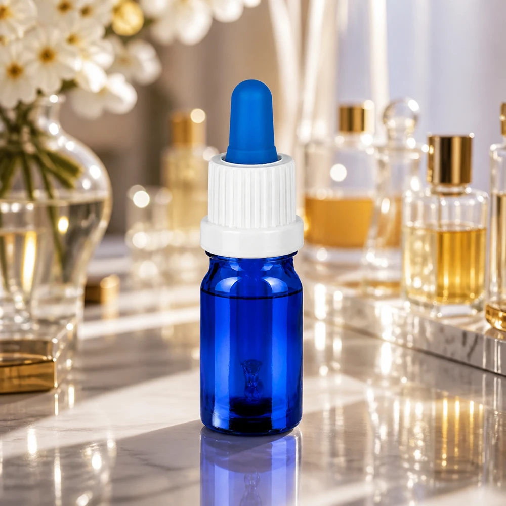 Bottiglia per pipette da 5ml bianco/blu OV BlueLine UT18/5 Flacone dosatore medicale da 5 ml con pipetta in gomma bianca per l'erogazione sterile di liquidi