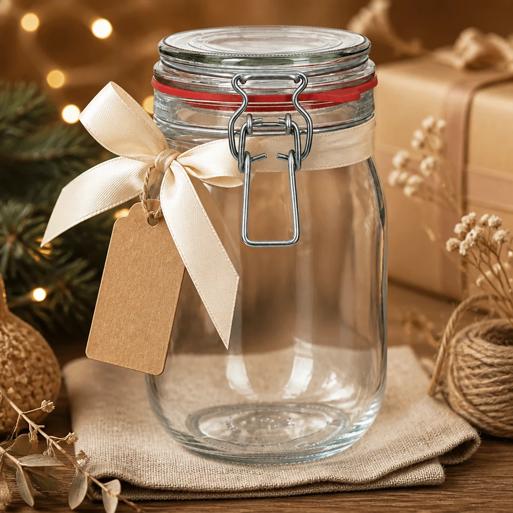 Barattolo vuoto da 1140 ml con tappo oscillante come idea regalo decorativa
