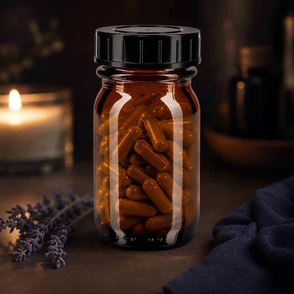 Bottiglia a collo largo da 30 ml in vetro ambrato con tappo a vite Bottiglia in vetro ambrato a collo largo da 30 ml con tappo a vite per capsule e compresse