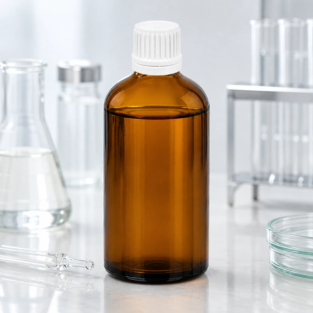 Bottiglia da 100ml 11mm SV bianco OV BrownLine UT18/100 Flacone in vetro premium da 100 ml con design protetto dalla luce per le sostanze sensibili