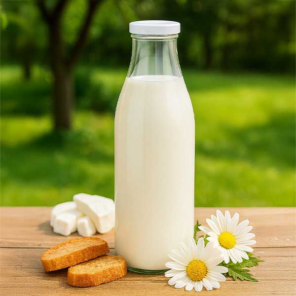 Bottiglia di vetro da 1000 ml + coperchio BasicSeal bianco UN..