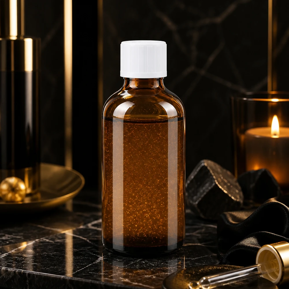 Contagocce marrone da 50ml. STD KiSi bianco/1,2 mm ApoGlas Elegante flacone in vetro ambrato da 50 ml con tappo di sicurezza per bambini bianco su sfondo di marmo nero