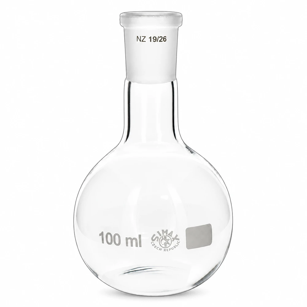 Pallone a fondo tondo da 100 ml con giunto rettificato 19/26 per chimica organica