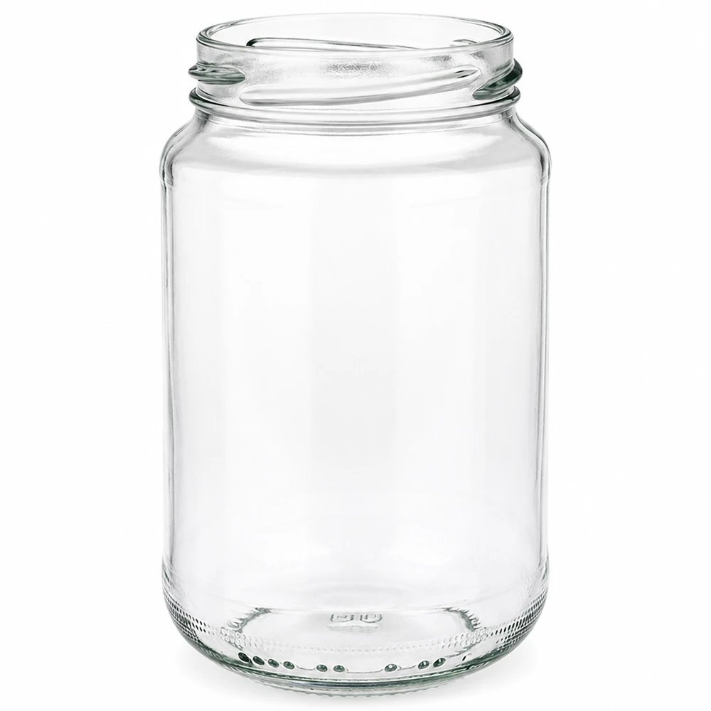 UNiTWIST Runda375 - Barattolo rotondo capacità 375ml TO63 UNiTWIST Runda375 vaso rotondo 375ml TO63 vaso da conserva vuoto in vetro trasparente con filettatura a vite per conserve