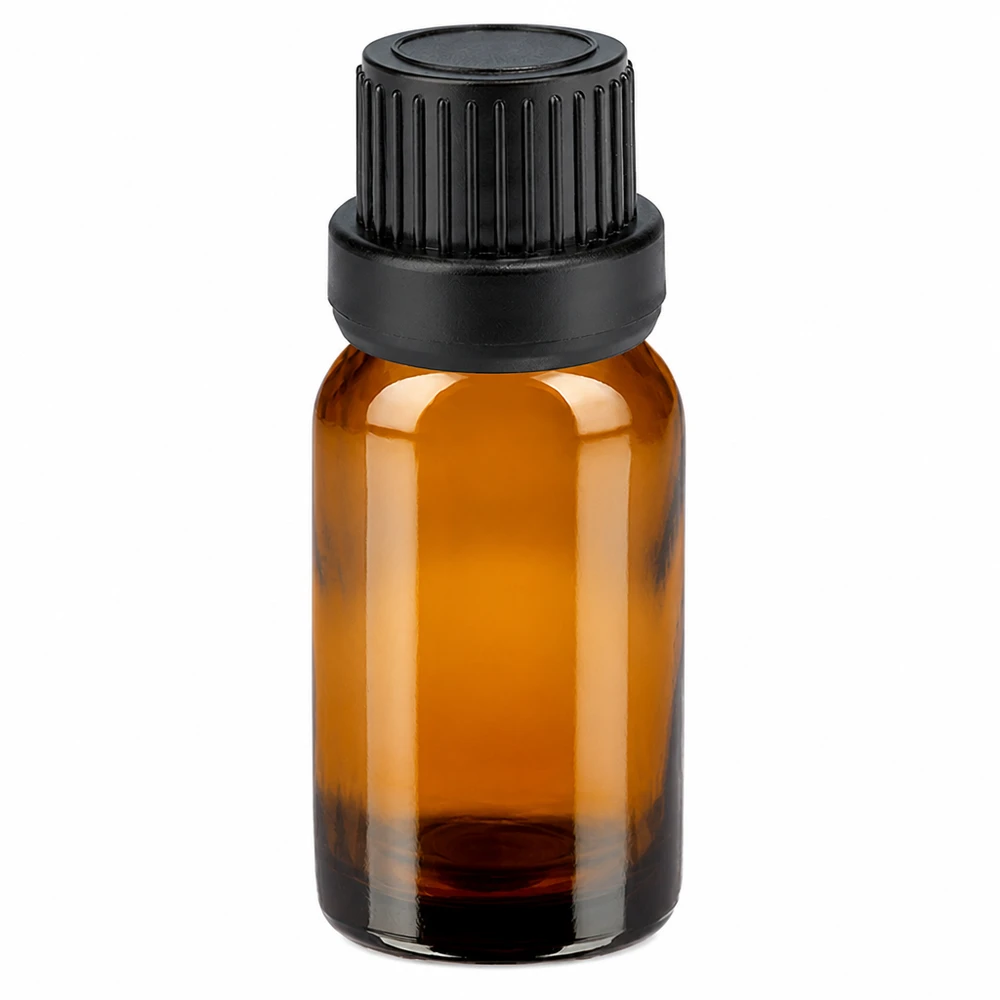 Bottiglia da 10ml 11mm SV nero OV BrownLine UT18/10 Flacone in vetro ambrato da 10 ml con tappo a vite nero per oli essenziali e cosmetici