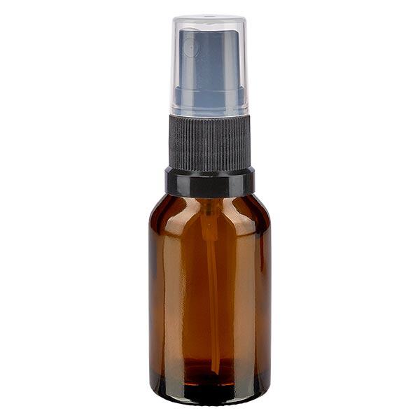 Bottiglia da farmacia marrone 15ml con tappo spray nero