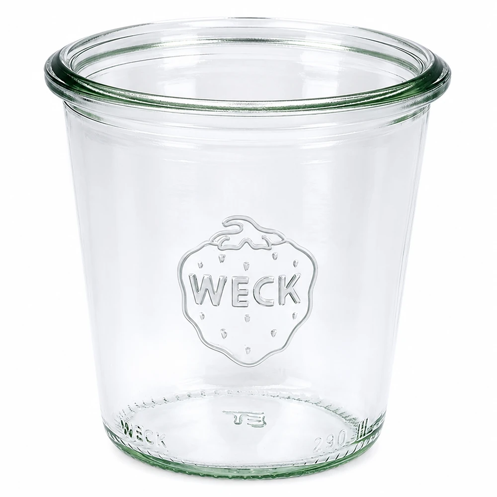 Vaso di vetro alto 290ml WECK RR80 Bicchieri WECK 290ml RR80 ad alta trasparenza con logo WECK per conservare e inscatolare