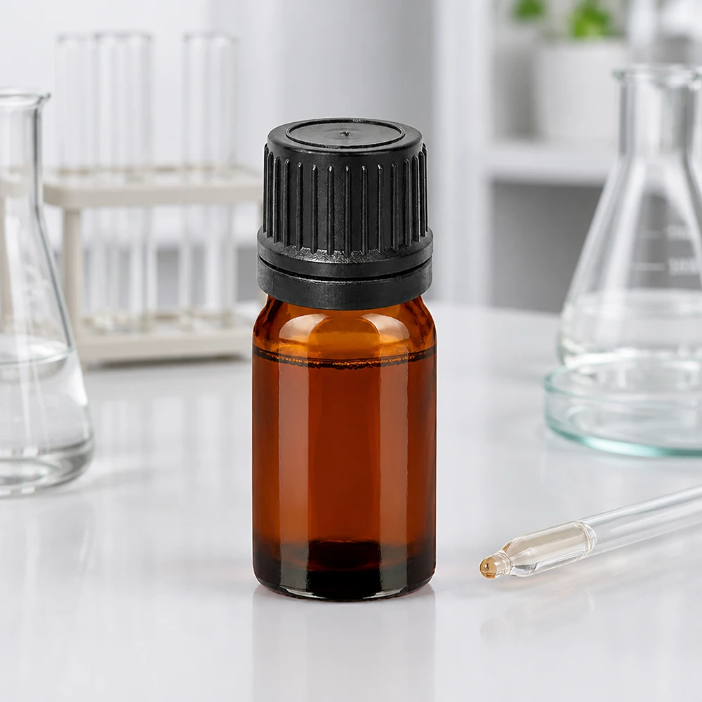 Flacone contagocce da 5 ml 1 mm nero OV BrownLine UT18/5 Flacone contagocce compatto da 5 ml in vetro ambrato con protezione UV e tappo OV nero per uso di laboratorio