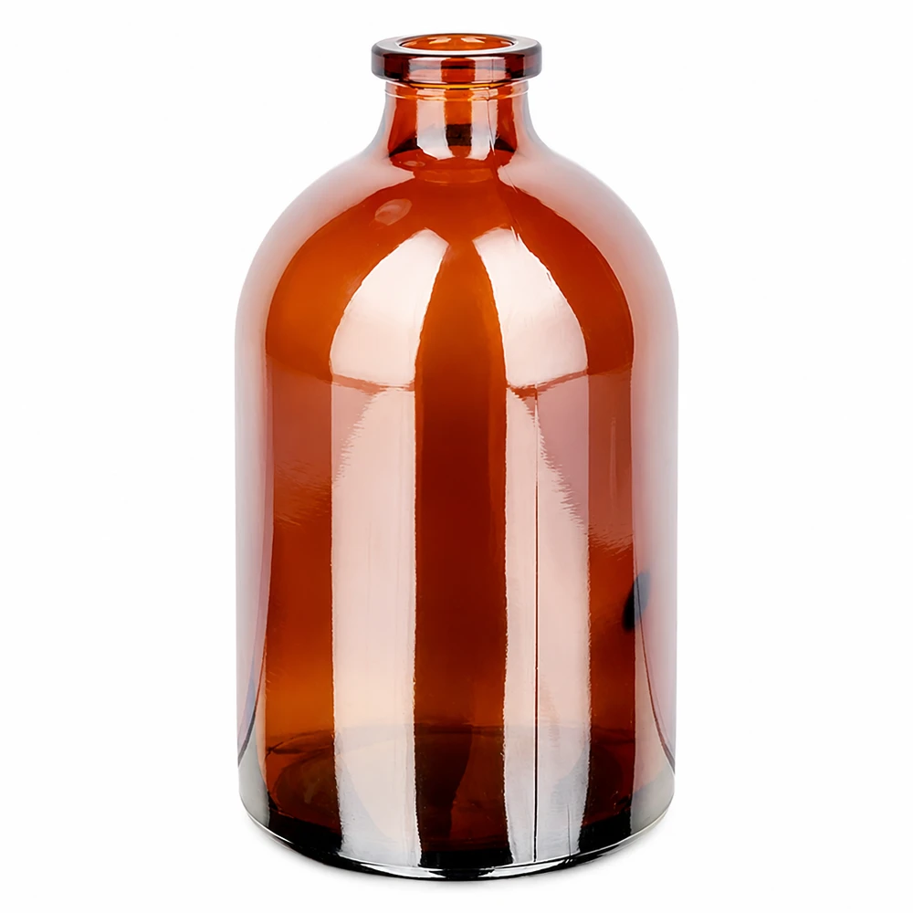 Flacone per iniezione in vetro ambrato 100ml Medizinische Injektionsflasche 100ml in Braunglas mit glatter Oberfläche und stabilem Flachboden