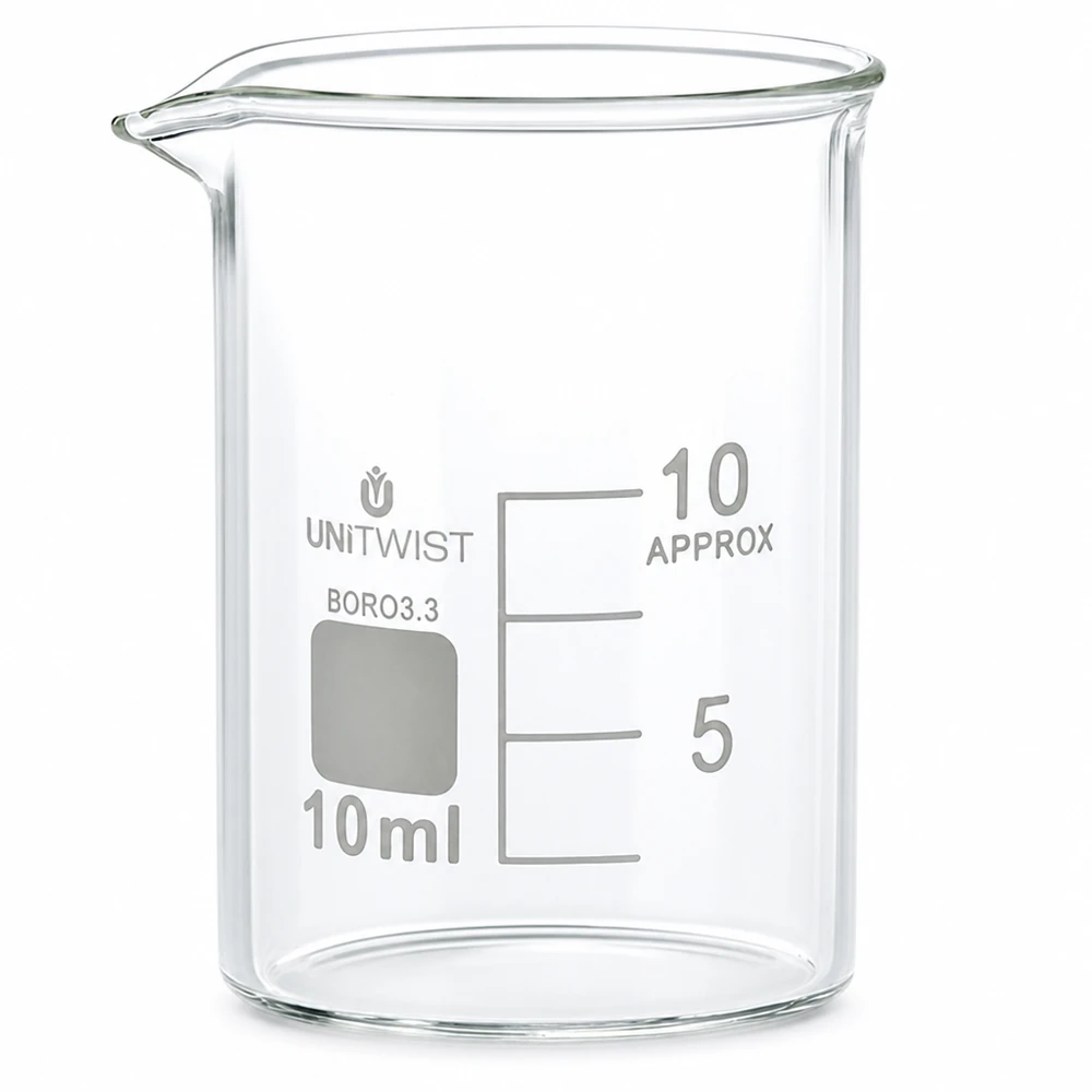 Bicchiere da 10 ml a forma bassa in vetro borosilicato 3.3 di UNiTWIST con scala in millilitri