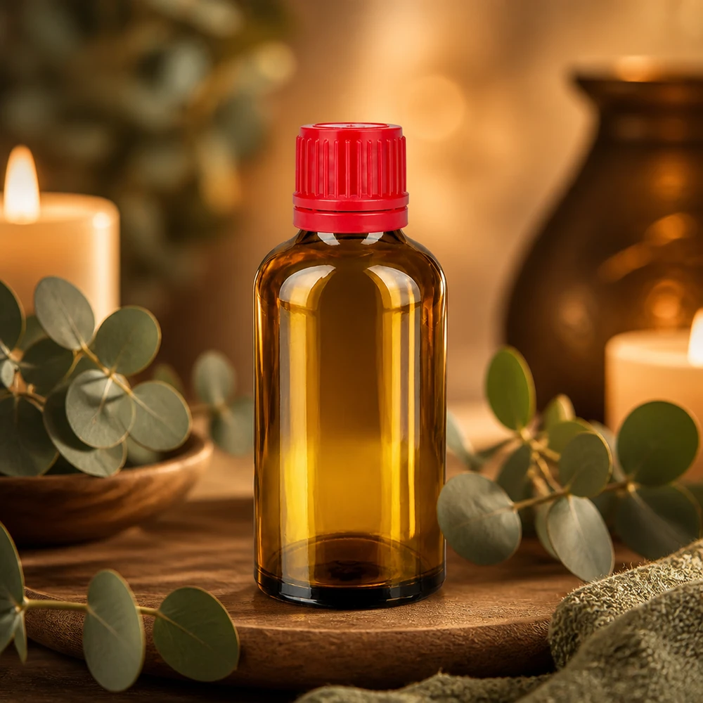 Bottiglia da 50ml 11mm SV rosso OV BrownLine UT18/50 Flacone in vetro ambrato di alta qualità da 50 ml con tappo rosso antimanomissione per uso farmaceutico e di laboratorio