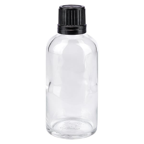 Flacone contagocce trasparente da 50 ml OV nero/1mm ApoGlas
