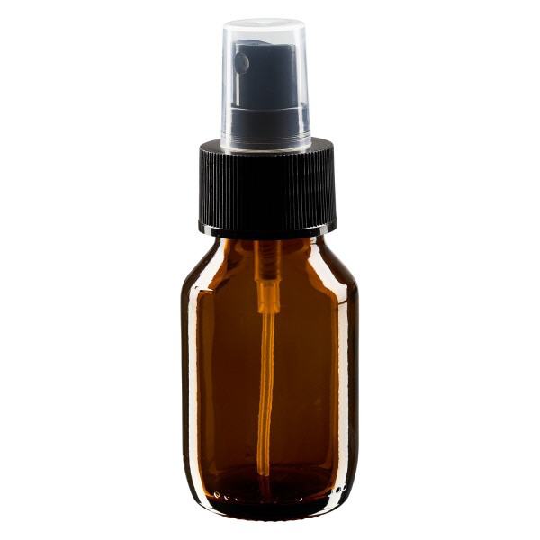 Flacone per medicinali da 50 ml marrone, con nebulizzatore a pompa nero ApoGla Flacone per medicinali da 50 ml marrone, con nebulizzatore a pompa nero ApoGla