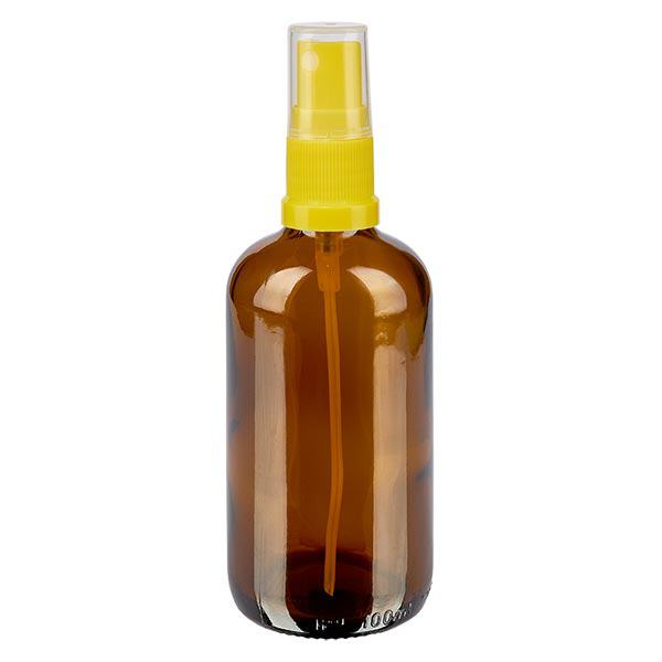 Flacone spray marrone da 100 ml STD giallo/trasparente apoGlas Flacone spray marrone da 100 ml STD giallo/trasparente apoGlas
