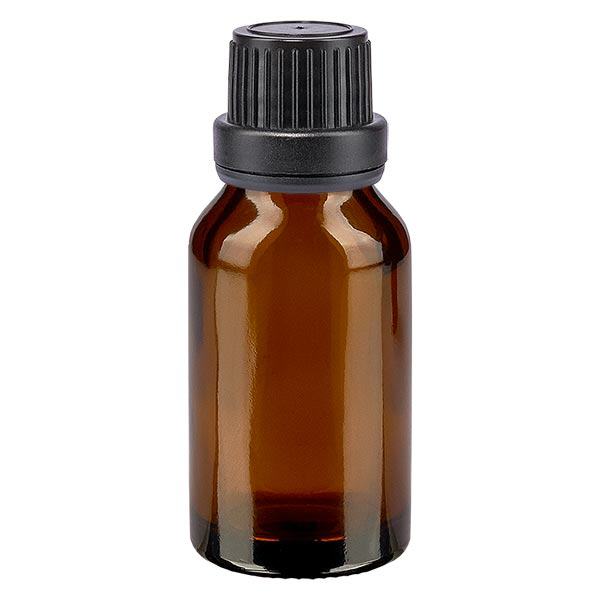 Bottiglia per farmacia marrone 15ml tappo a vite nero stretto OV