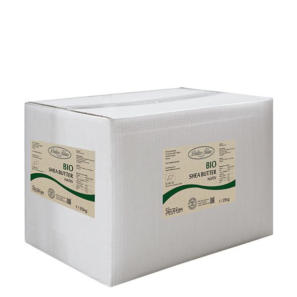 Confezione da 25 kg di burro di SHEA biologico nativo Doktor-Klaus. Confezione da 25 kg di burro di SHEA biologico nativo Doktor-Klaus.