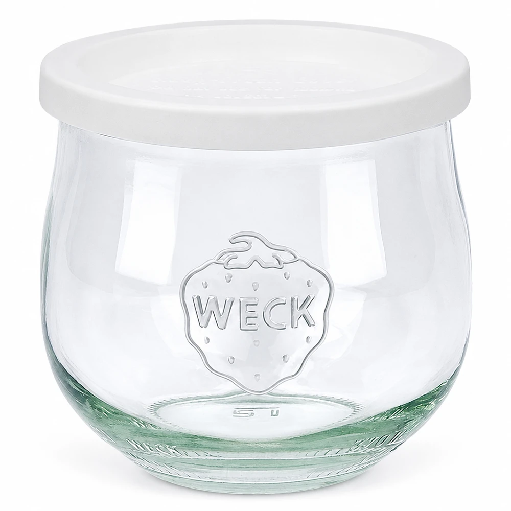WECK vaso a tulipano 370ml con coperchio bianco per la freschezza RR80 vaso per la conservazione e lo stoccaggio