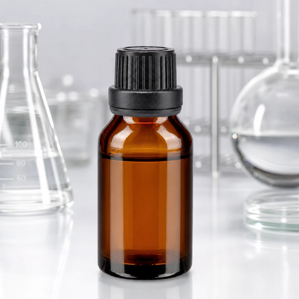 Flacone da farmacia in vetro ambrato da 15 ml con contagocce nero da 2 mm, dosaggio di precisione, protezione dai raggi UV