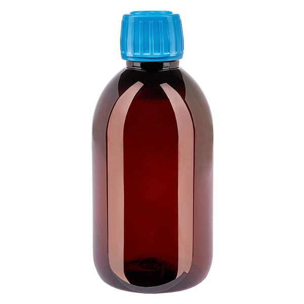 Bottiglia PET 250ml con tappo blu OV Bottiglia PET 250ml con tappo blu OV