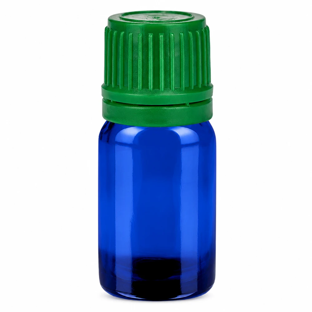 Flacone da 5ml 11mm SV verde OV BlueLine UT18/5 Flacone in vetro blu con tappo verde da 5 ml per un dosaggio preciso dei liquidi