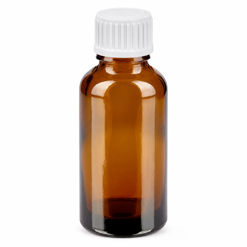 Flacone contagocce da 30 ml 0,9 mm bianco STD BrownLine UT18/30 Flacone da farmacia compatto da 30 ml, marrone, con inserto contagocce di precisione da 0,9 mm, bianco