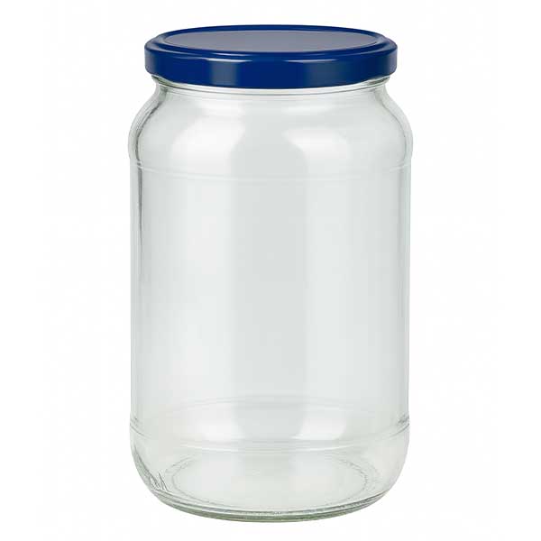 Barattolo rotondo da 1062 ml + coperchio BasicSeal blu UNiTWIST