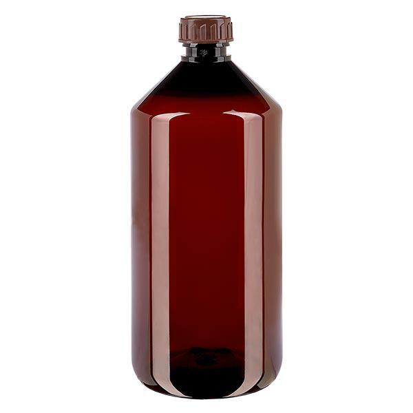 Bottiglia PET 1000ml con tappo standard marrone Bottiglia PET 1000ml con tappo standard marrone